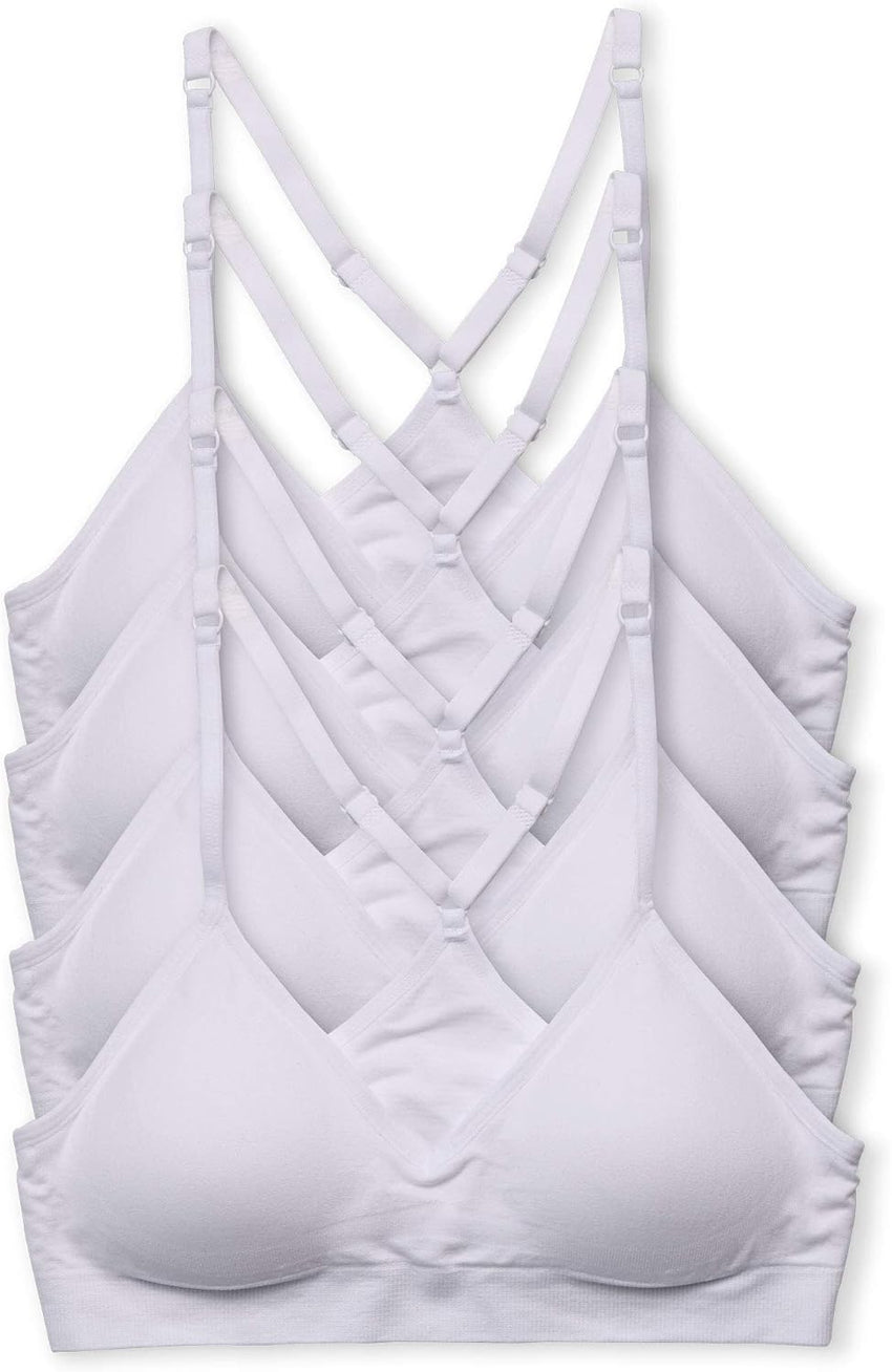 Kalon Women’s 4 Pack Racerback Sports Bralette Seamless Wireless Comfort Bra