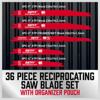 36-Piece Ultimate Reciprocating Saw Blade Set - Premium Saw Blades, Durable Wood & Metal Cutting Blades with Storage Pouch, Long-Lasting Pruning Blades