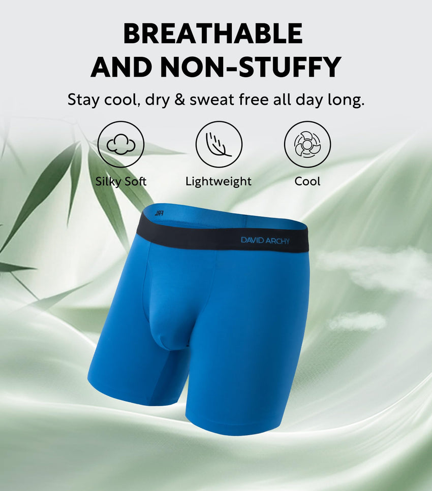 DAVID ARCHY Mens Underwear Rayon Made from Bamboo 7-Pack, Wicking-Moisture & Cool Boxer Briefs with Support Pouch