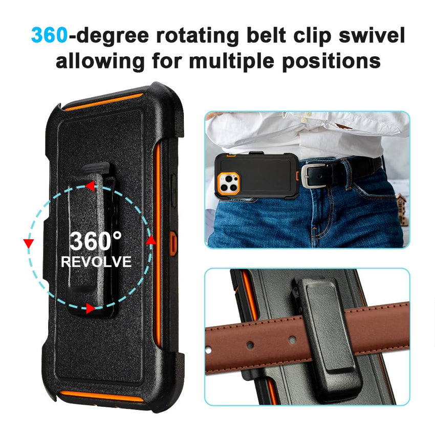 for Black iPhone 16 Pro Case with Belt Clip, for Shockproof iPhone 16 Pro Case Heavy Duty,3 Layers of Sturdy,Anti-Drop,Military-Grade Defender Cover for iPhone 16Pro Case Black