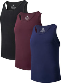 DAVID ARCHY Men's Undershirts Combed Cotton Tank Tops Soft Moisture-Wicking Shirt Breathable A-Shirt for Men 3 Pack
