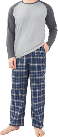 DAVID ARCHY Mens Pajamas Set - Soft Pj Sets for Men Long Sleeve Pajamas Men Cotton Mens Pjs Sets Loungewear with Pockets