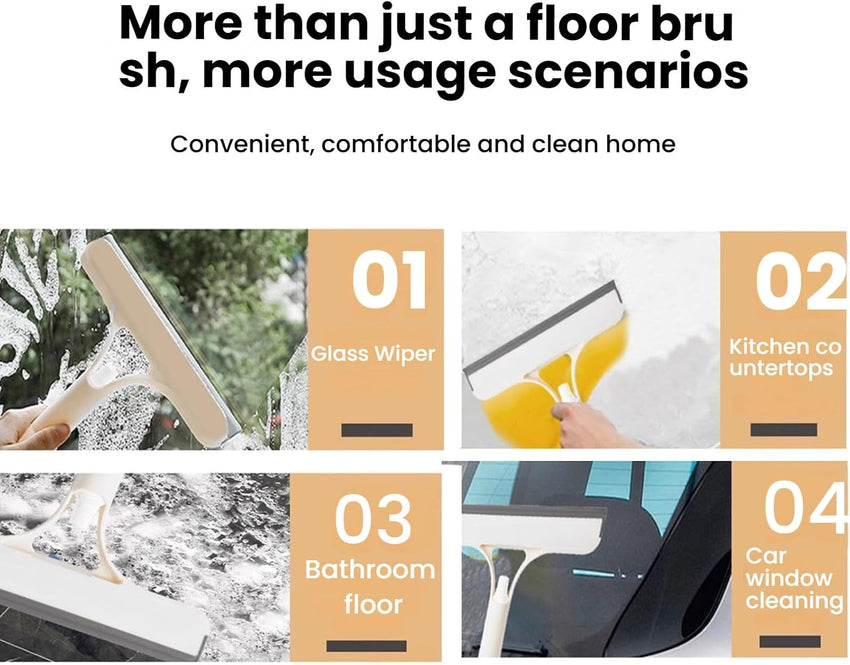 3 in 1 Window Cleaning Scraper Glass, 2025 New Squeegee for Shower Glass, Spray Away Cleaner Shower Squeegee for Glass Doors Brush - All-Purpose Squeegee for Window Cleaner Tool (Grey)