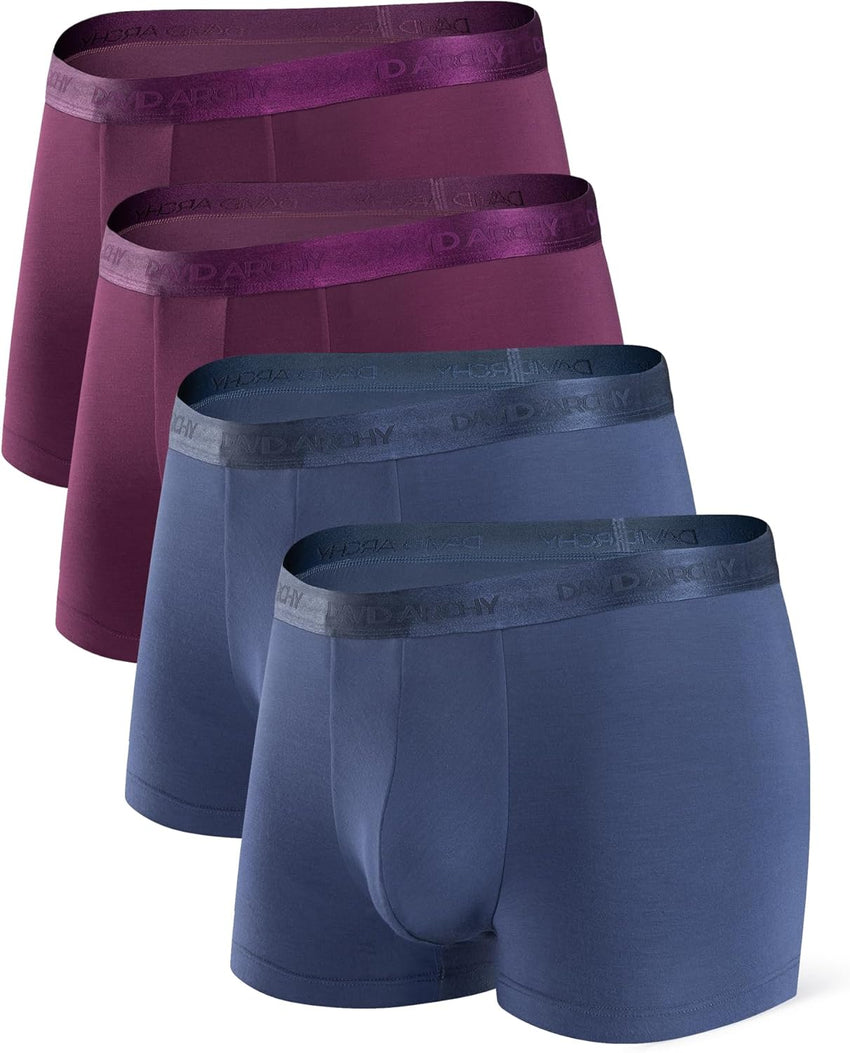DAVID ARCHY Men's Underwear Ultra Soft Modal Support Pouch Trunks Moisture Wicking Boxer Briefs for Men Multipack