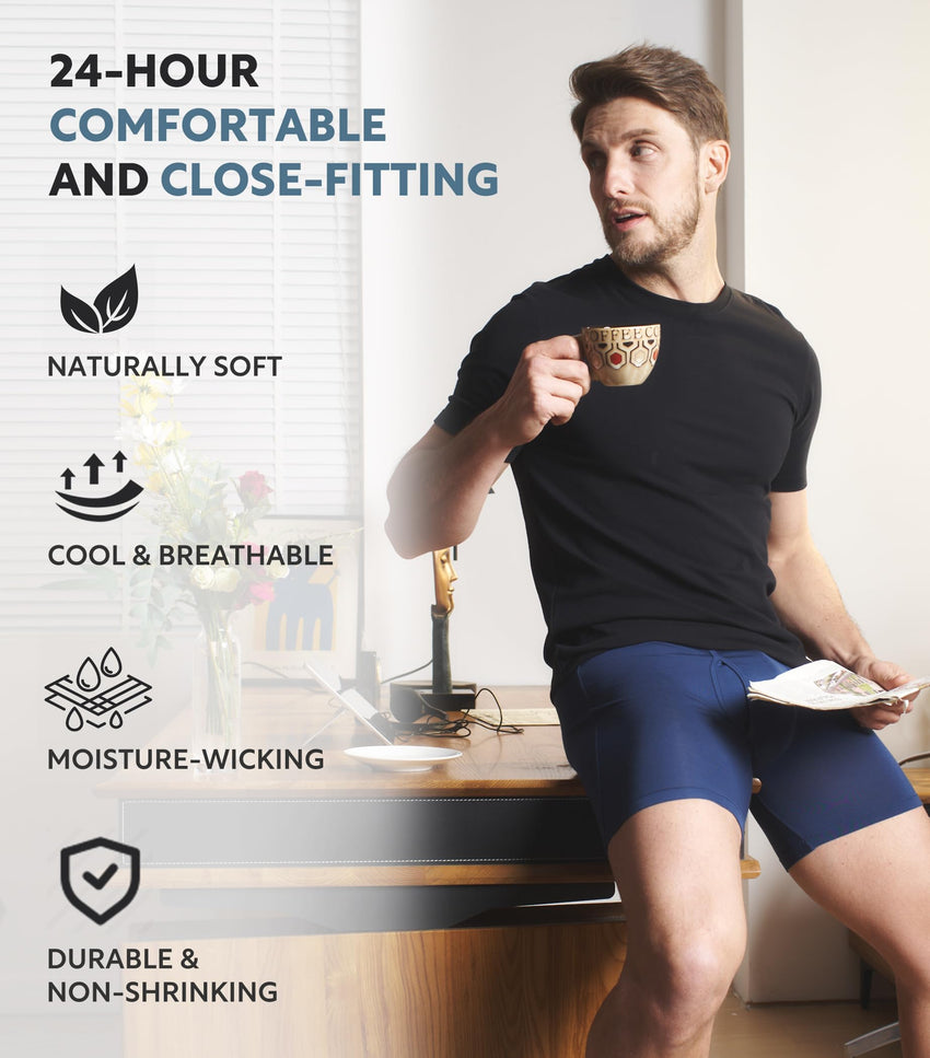 DAVID ARCHY Men's Undershirts Combed Cotton T-Shirt Soft Moisture-Wicking Undershirt Crew Neck or V Neck Tees 3 Pack