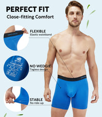 DAVID ARCHY Mens Underwear Rayon Made from Bamboo 7-Pack, Wicking-Moisture & Cool Boxer Briefs with Support Pouch