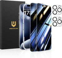 UNBREAKcable Privacy Screen Protector for iPhone 16 Pro Max (6.9-Inch), 2-Pack + 2 Lens Protectors|25° Anti-Spy|9H Hardness|Anti-Fingerprint|HD Clarity Tempered Glass