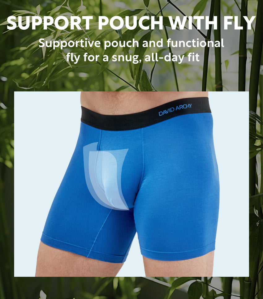 DAVID ARCHY Mens Underwear Rayon Made from Bamboo 7-Pack, Wicking-Moisture & Cool Boxer Briefs with Support Pouch