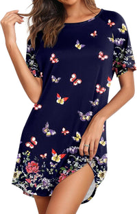 Ekouaer Sleep Shirts for Women Short Sleeve Night Shirts for Sleeping Pullover Nightgown Soft Nightdress S-XXXL