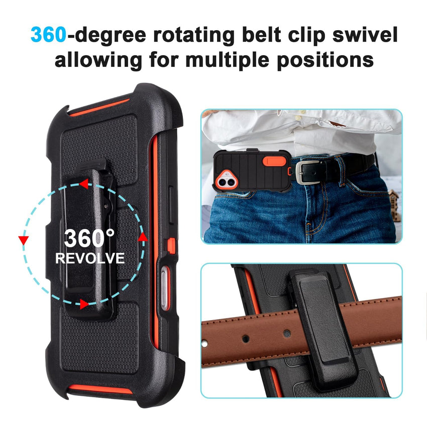 Black for iPhone 16 Case with Belt Clip Holster, Heavy Duty Rugged Military Grade Shockproof Case for iPhone 16 Case Protective Cover with Kickstand 6.1 Inch