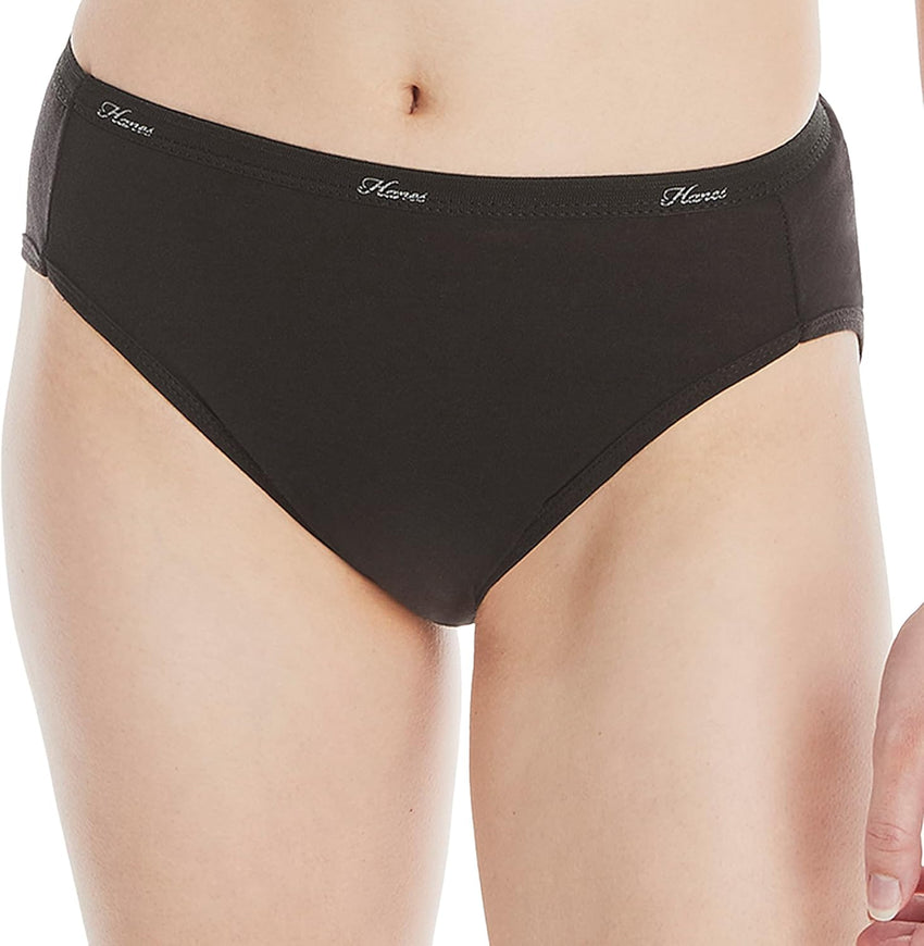 Hanes womens High-cut Panties Pack, High-waisted Briefs, Moisture-wicking Cotton Underwear, 10-pack (Colors May Vary)
