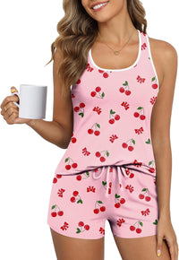 Ekouaer Womens Tank Top Pajama Set Comfy Sleeveless Sleepwear Racerback Cami and Shorts Pjs 2 Piece Summer Loungewear