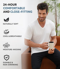DAVID ARCHY Men's Undershirts Combed Cotton T-Shirt Soft Moisture-Wicking Undershirt Crew Neck or V Neck Tees 3 Pack