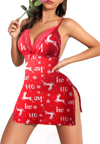 Sexy Night Gowns for Women Babydoll Lingerie Dress Lace Trim Sleep Dress Chemise Nightgowns Side Split Nighty