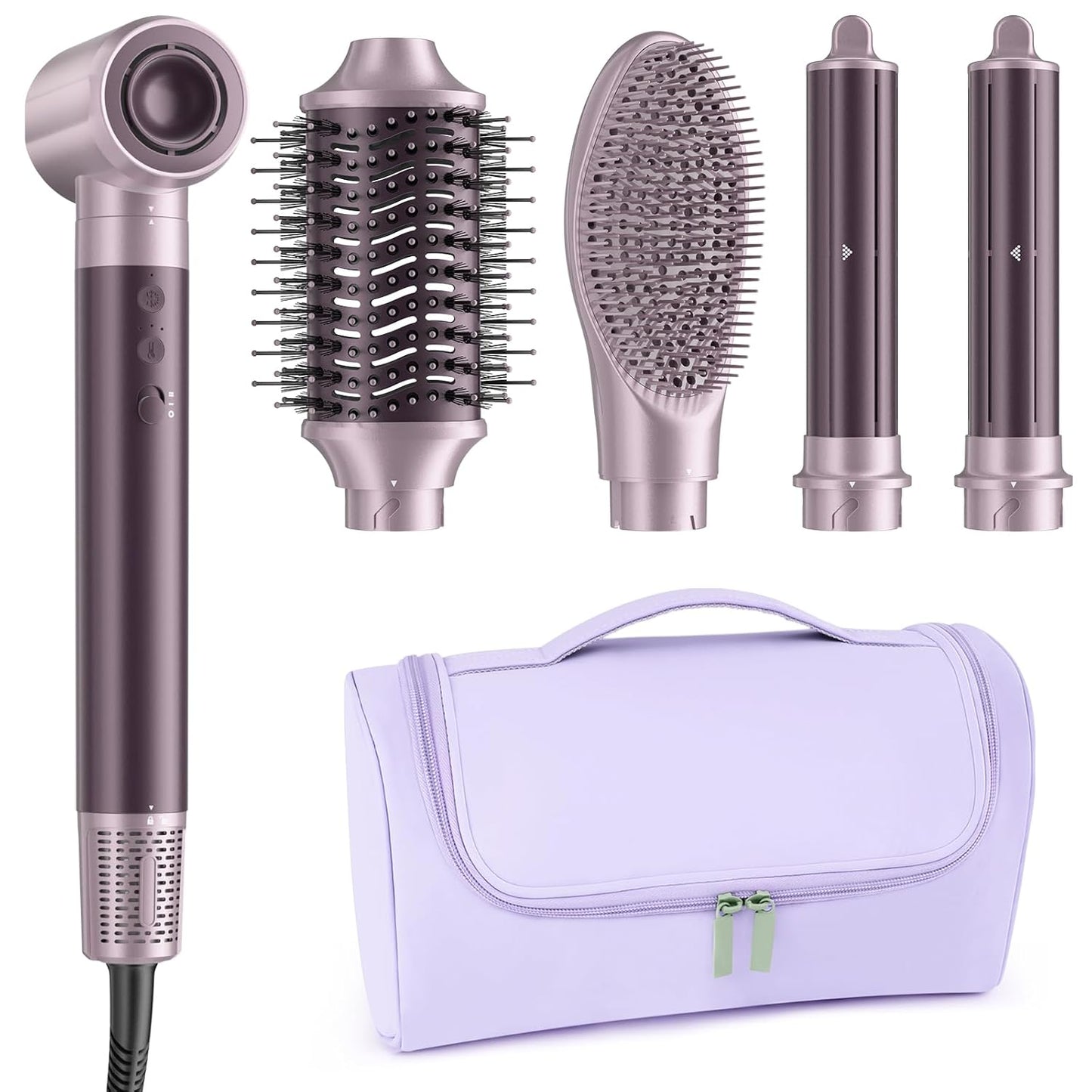 5 in 1 Hot Air Styler Wrap – High-Speed Hair Dryer Brush with Auto Wrap Curlers, Fast Drying & Frizz-Free Styling, No Heat Damage, Volumizing Brush with Travel Bag