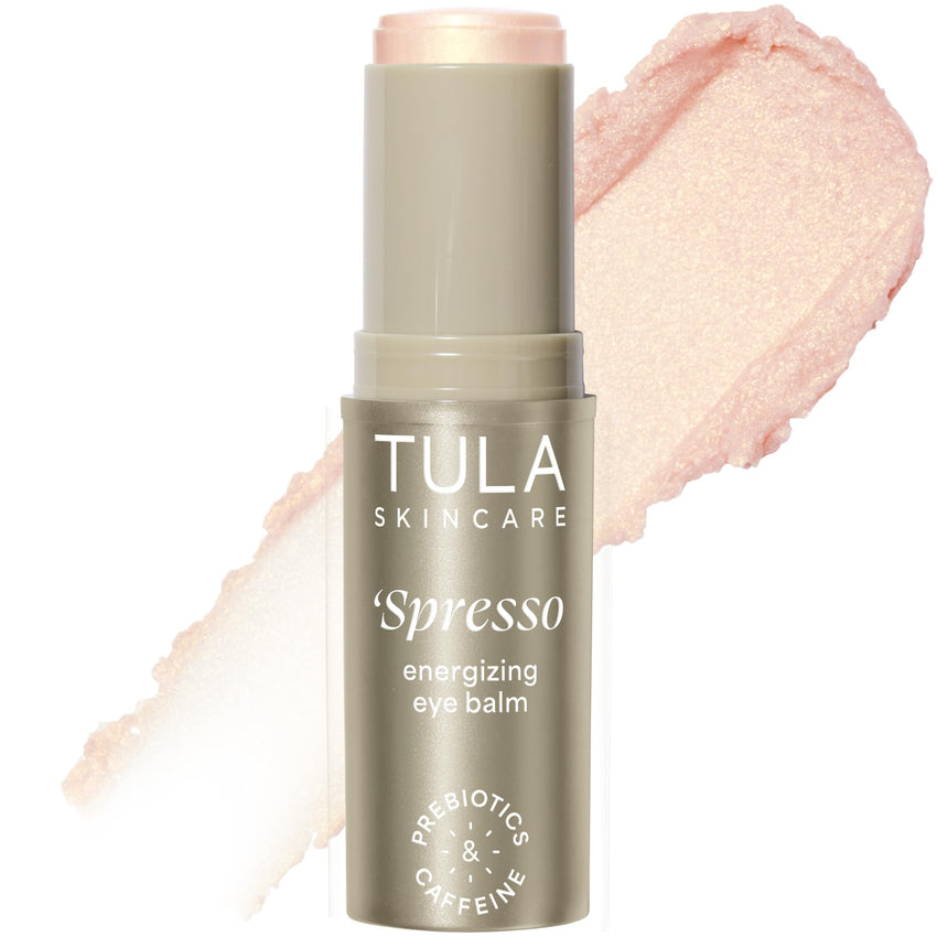 TULA Skin Care Spresso Energizing Eye Balm - Energizing & Hydrating Caffeine Under Eye Treatment for Dark Circles, Portable and Perfect to Use On-the-go, 0.35 oz.