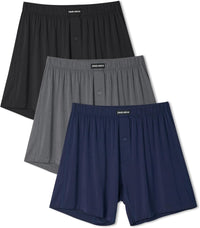 DAVID ARCHY Mens Boxer Shorts Breathable Soft Rayon Made from Bamboo Boxers for Men Loose Fit Mens Underwear 3 or 5 Pack
