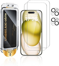 UNBREAKcable 2+2 Pack for iPhone 16 Pro Max Screen Protector & Lens Protector 【Military-Grade】【Easy Install】【Efficient Night Shot】9H+ Shatterproof Tempered Glass Film,Bubble-Free&Anti-Fingerprint ,Case Friendly-6.9 inch