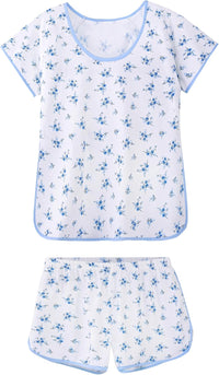 Hilinker Womens Sexy Pajama Set Ruched Lace Trim Cami and Shorts Summer Cute Pjs 2 Piece