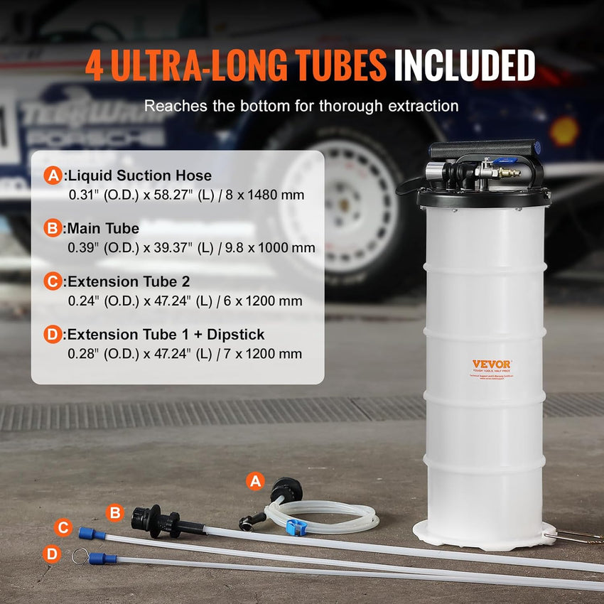 VEVOR 6.5L Pneumatic/Manual Oil Extractor Pump, Fluid Extractor Pump for Automotive Fluids Vacuum Evacuation, Oil Change & Fluid Change Tool with Dipstick and Suction Hose