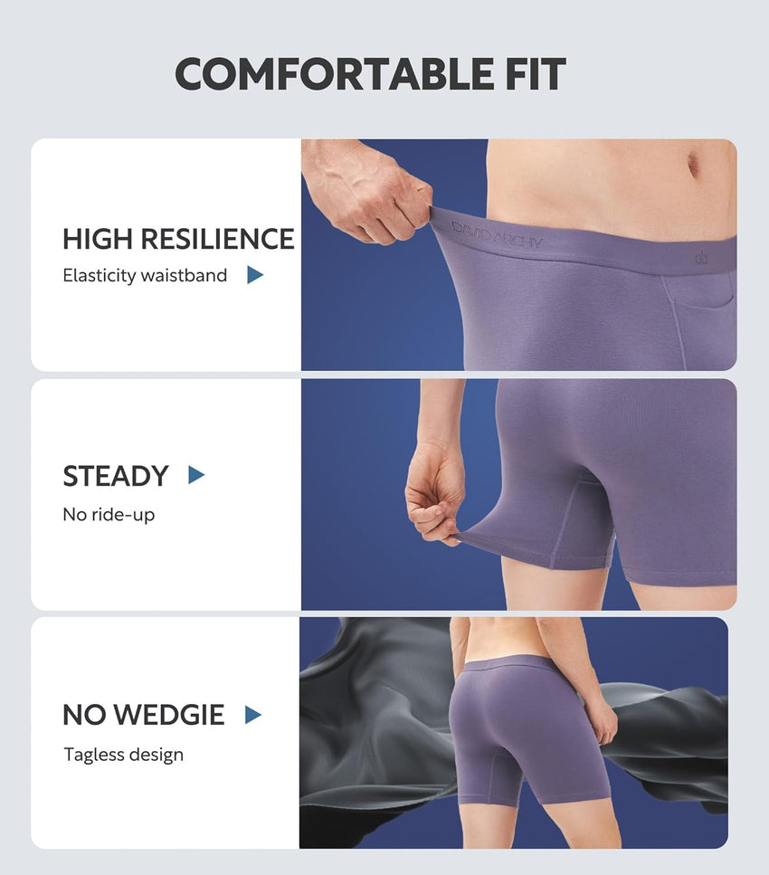 DAVID ARCHY Mens Underwear Cotton Boxer Briefs with Pouch Ultra Moisture Wicking Breathable Soft with Horizontal Fly 3 Pack