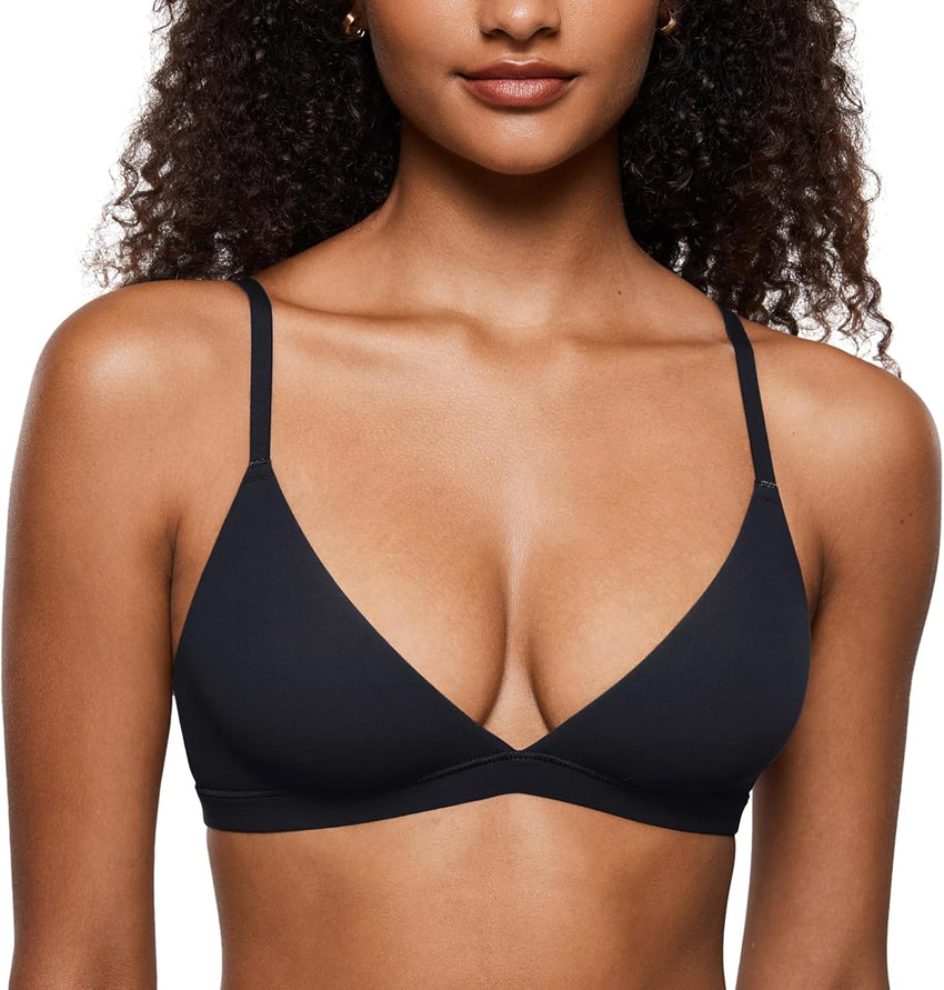 INLYRIC Women's Inbarely Triangle Bralette Plunge Unlined Seamless Bra No Underwire Sexy Comfortable Everyday