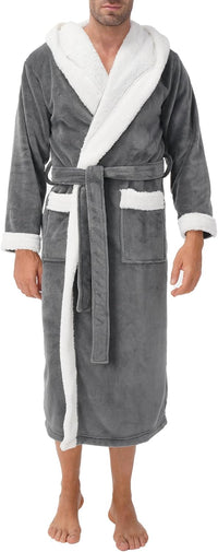 DAVID ARCHY Men's Soft Fleece Plush Robe Full Length Long Bathrobe