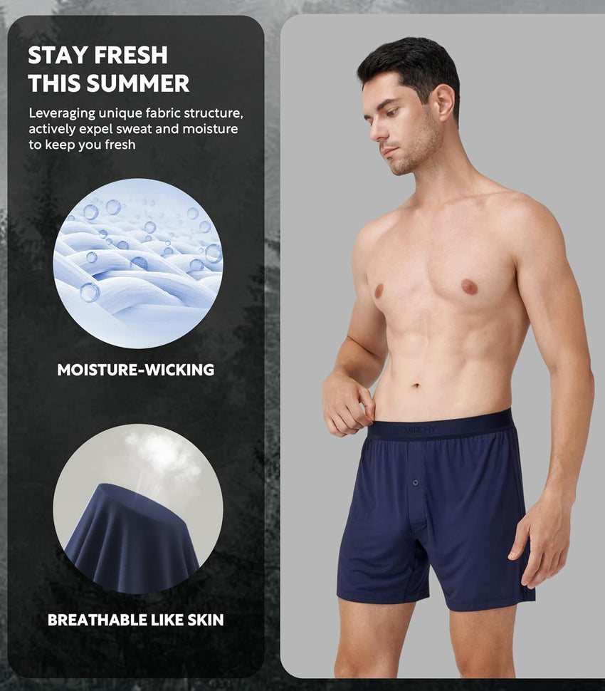 DAVID ARCHY Ultra Soft Modal Underwear Mens Boxer Shorts Loose Breathable Boxers for Men Pack