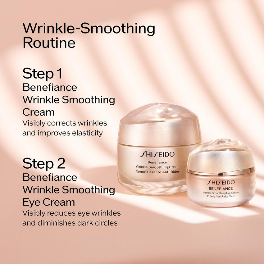 Shiseido Benefiance Wrinkle Smoothing Eye Cream - 15 mL - Visibly Improves Five Types of Eye Wrinkles, Dark Circles & Puffiness - 48-HR Hydration - All Skin Types - Non-Comedogenic