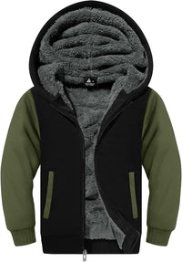 SWISSWELL Hooded Jacket for Boys Full Zip Ultra Soft Sherpa Fleece Hoodie Sweatshirt for Kids School Hooded Outerwear