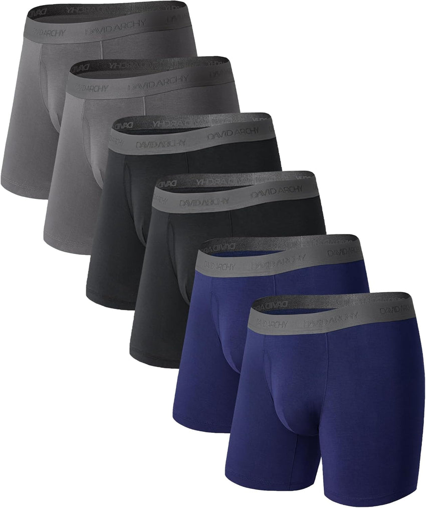 DAVID ARCHY Mens Underwear Boxer Briefs Breathable Soft Moisture-Wicking with Fly Underwear for Men Multipack