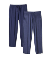 DAVID ARCHY Mens Pajama Pants Bamboo Rayon Lightweight Knit Sleep Bottoms, Soft Lounge Pants with Pockets PJs, 2 Pack