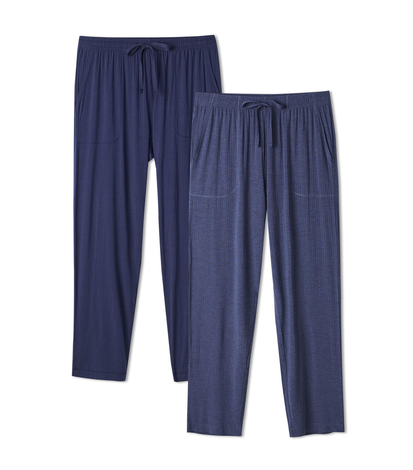 DAVID ARCHY Mens Pajama Pants Bamboo Rayon Lightweight Knit Sleep Bottoms, Soft Lounge Pants with Pockets PJs, 2 Pack