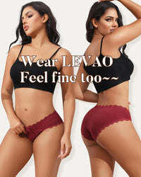 LEVAO Womens Underwear Cotton Cheeky Bikini Panties for Women Lace Stretch Hipster Ladies Briefs Multipack S-XXL