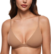 INLYRIC Women's Inbarely Triangle Bralette Plunge Unlined Seamless Bra No Underwire Sexy Comfortable Everyday