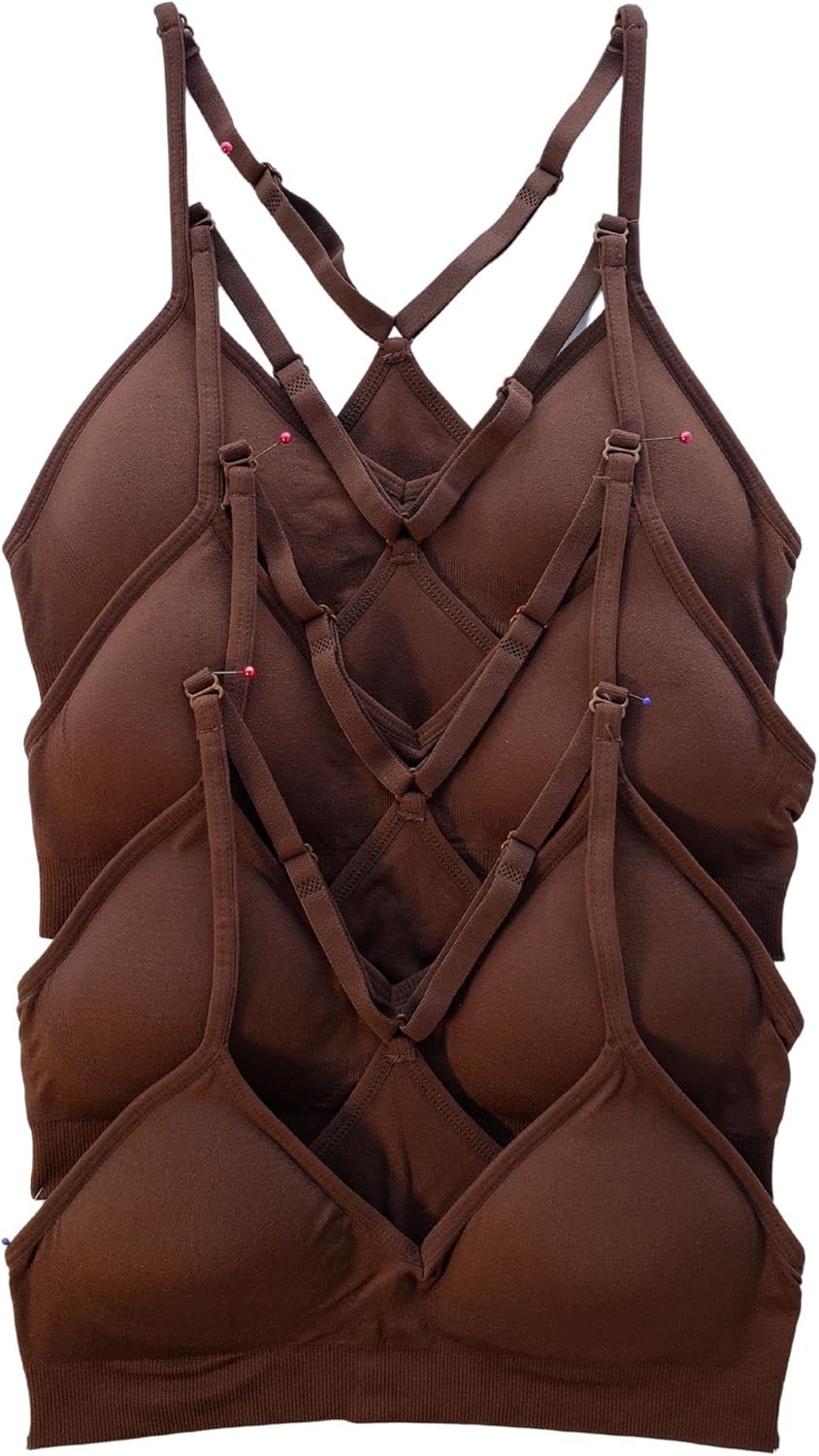 Kalon Women’s 4 Pack Racerback Sports Bralette Seamless Wireless Comfort Bra