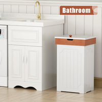 Function Home Trash Can Cabinet, 13 Gallon Kitchen Garbage Can, Wooden Recycling Trash Bin, Dog Proof Trash Can, Trash Cabinet with Lid for Home Kitchen Bathroom, White