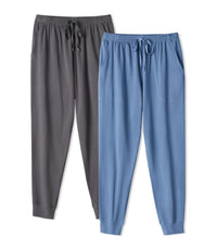 DAVID ARCHY Men's Pajama Pants Cotton Bottoms Soft Lightweight Loungewear with Drawstring and Pockets 2 Pack