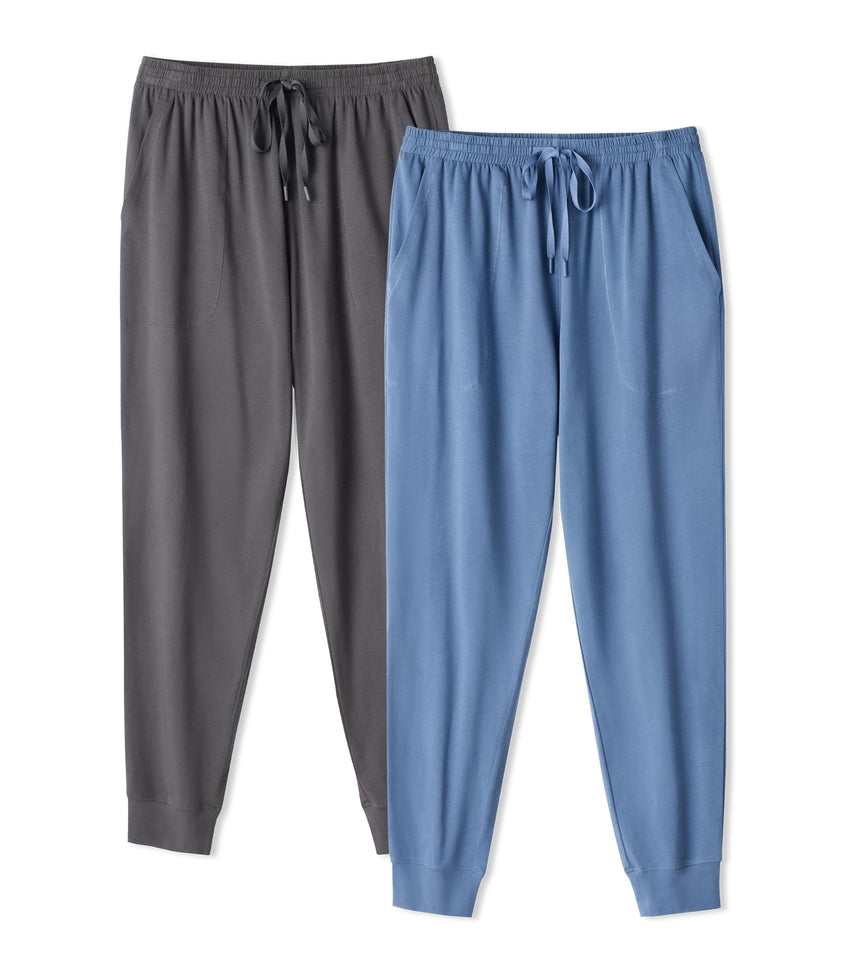 DAVID ARCHY Men's Pajama Pants Cotton Bottoms Soft Lightweight Loungewear with Drawstring and Pockets 2 Pack