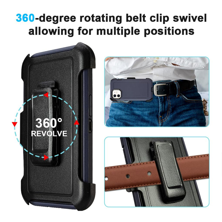 for Black iPhone 15 Case with Belt Clip, Shockproof Heavy Duty Rugged, 3 Layers of Sturdy,Anti-Drop, Military-Grade Defender Cover for iPhone 15 Case Black