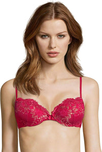 Maidenform Underwire Demi Bra, Best Push-Up Bra with Wonderbra Technology, Smoothing Lace-Trim Bra with Push-Up Cups