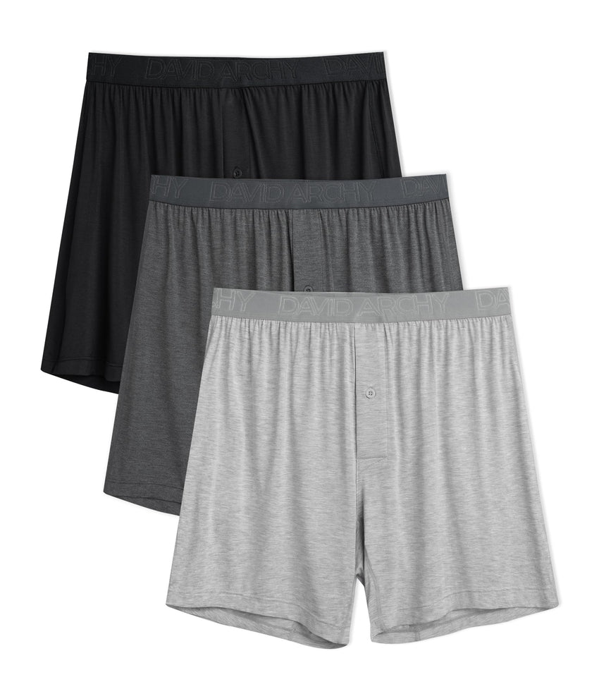 DAVID ARCHY Mens Boxers Soft Rayon Made from Bamboo Boxers for Men Pack Loose Underwear Cooling Mens Boxer Shorts