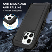 for Black iPhone 15 Case with Belt Clip, Shockproof Heavy Duty Rugged, 3 Layers of Sturdy,Anti-Drop, Military-Grade Defender Cover for iPhone 15 Case Black