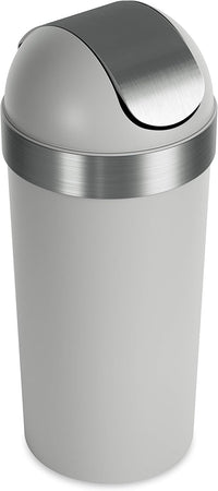 Umbra Venti Kitchen Trash Can with Swing Top Lid, Large 16-Gallon (62 L) Capacity, Grey