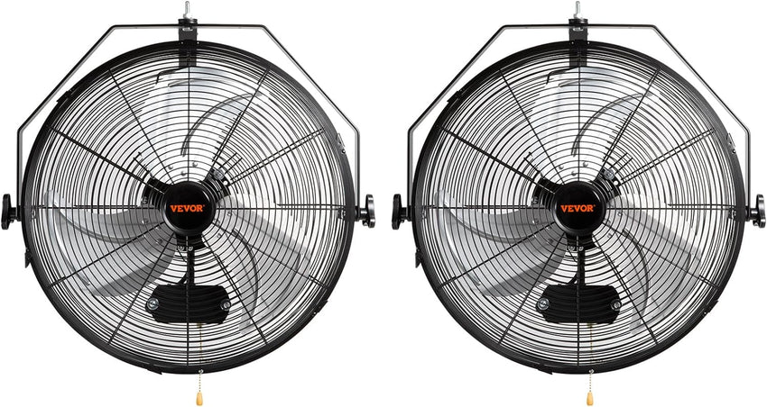 VEVOR Wall Mount Fan, 2 PCS 18 inch Waterproof, 3-speed High Velocity Max. 4000 CFM Industrial Wall Fan for Indoor, Commercial, Residential, Warehouse, Greenhouse, Workshop, Basement, Garage,Black