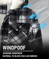 GEEK LIGHTING Men's Flannel Shirts Jacket Sherpa Lined Fleece Plaid Hoodie Long Sleeve Winter Warm Coat
