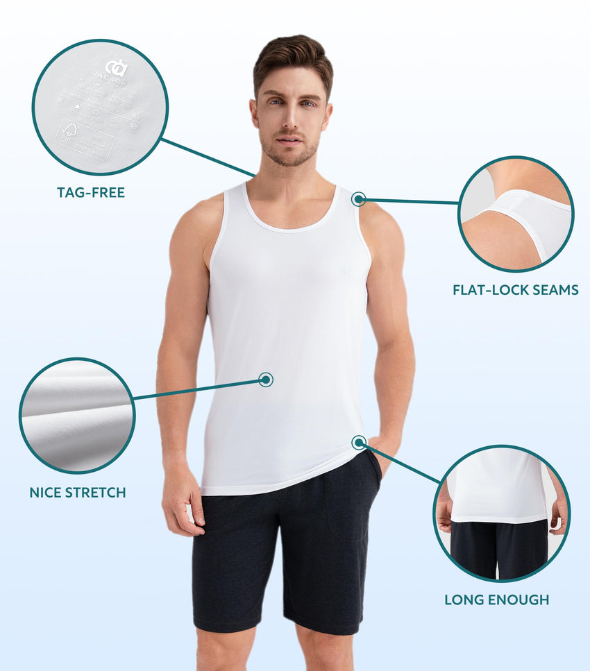 DAVID ARCHY Men's Tank Top Undershirt Micro Modal Undershirts Moisture-Wicking Tank A-Shirt for Men, 3-Pack