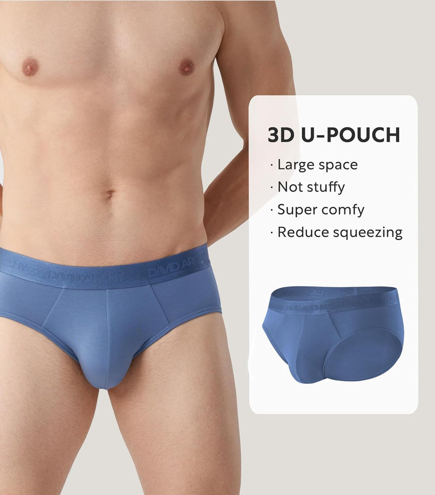 DAVID ARCHY Men's Briefs Modal No Fly Underwear Support Pouch Soft Comfort Briefs for Men 4 Pack