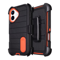 Black for iPhone 16 Case with Belt Clip Holster, Heavy Duty Rugged Military Grade Shockproof Case for iPhone 16 Case Protective Cover with Kickstand 6.1 Inch