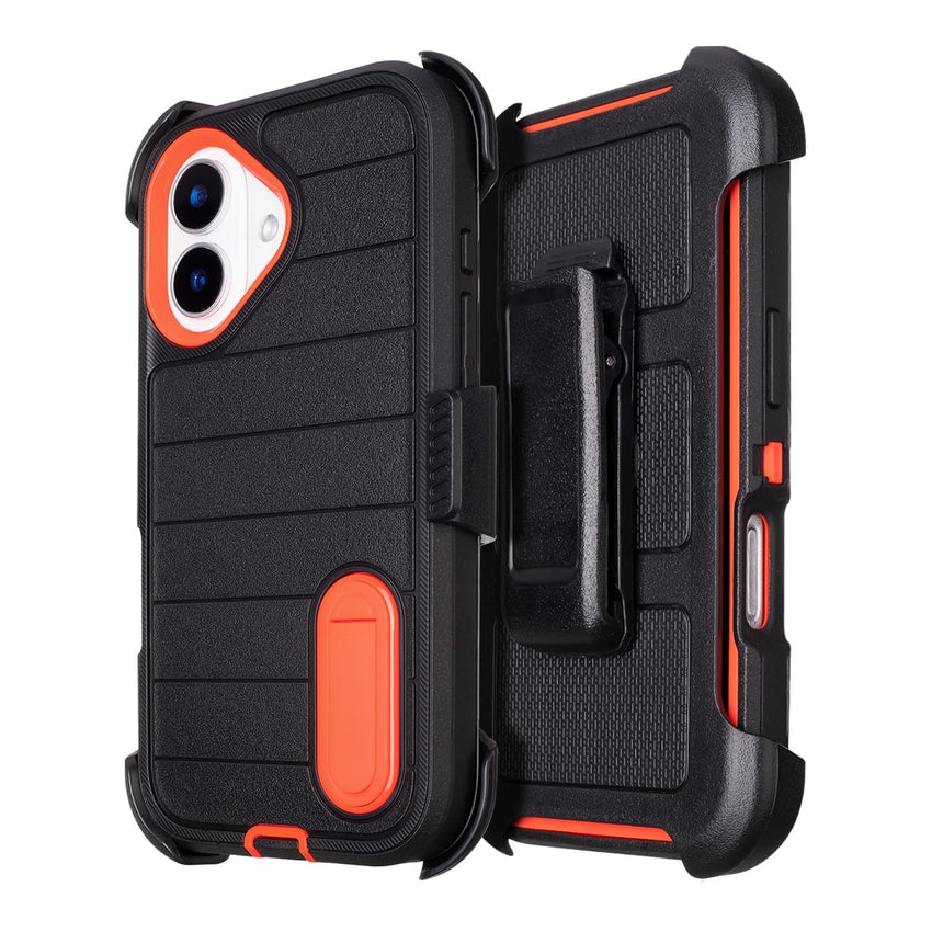 Black for iPhone 16 Case with Belt Clip Holster, Heavy Duty Rugged Military Grade Shockproof Case for iPhone 16 Case Protective Cover with Kickstand 6.1 Inch